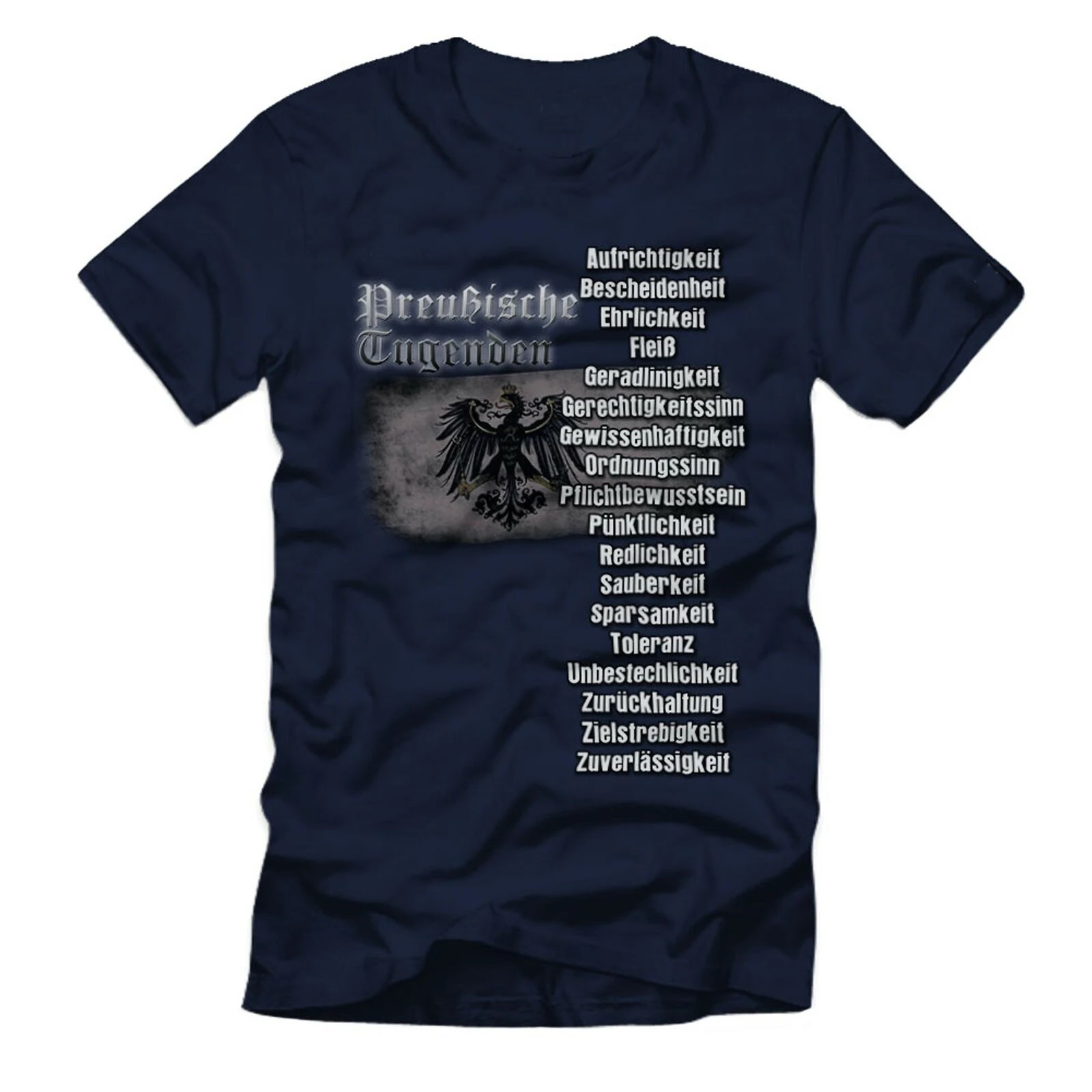 Prussian Virtues Punctuality Order Diligence Age Prussia Eagle Flag T Shirt New 100% Cotton Short Sleeve O-Neck Tshirt