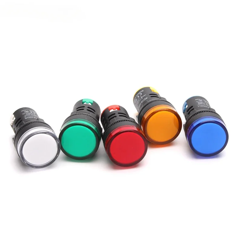 Luz indicadora de 1 piezas, 22mm, CA DC12V-48V, 24V, 110V-380V, 220V, LED de señal piloto de potencia, lámpara de montaje en Panel de AD16-22DS Multicolor