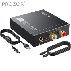 PROZOR 192KHz Digital to Analog Audio Converter DAC SPDIF Optical to Analog L/R RCA Converter Toslink to 3.5mm Jack Out Adapter