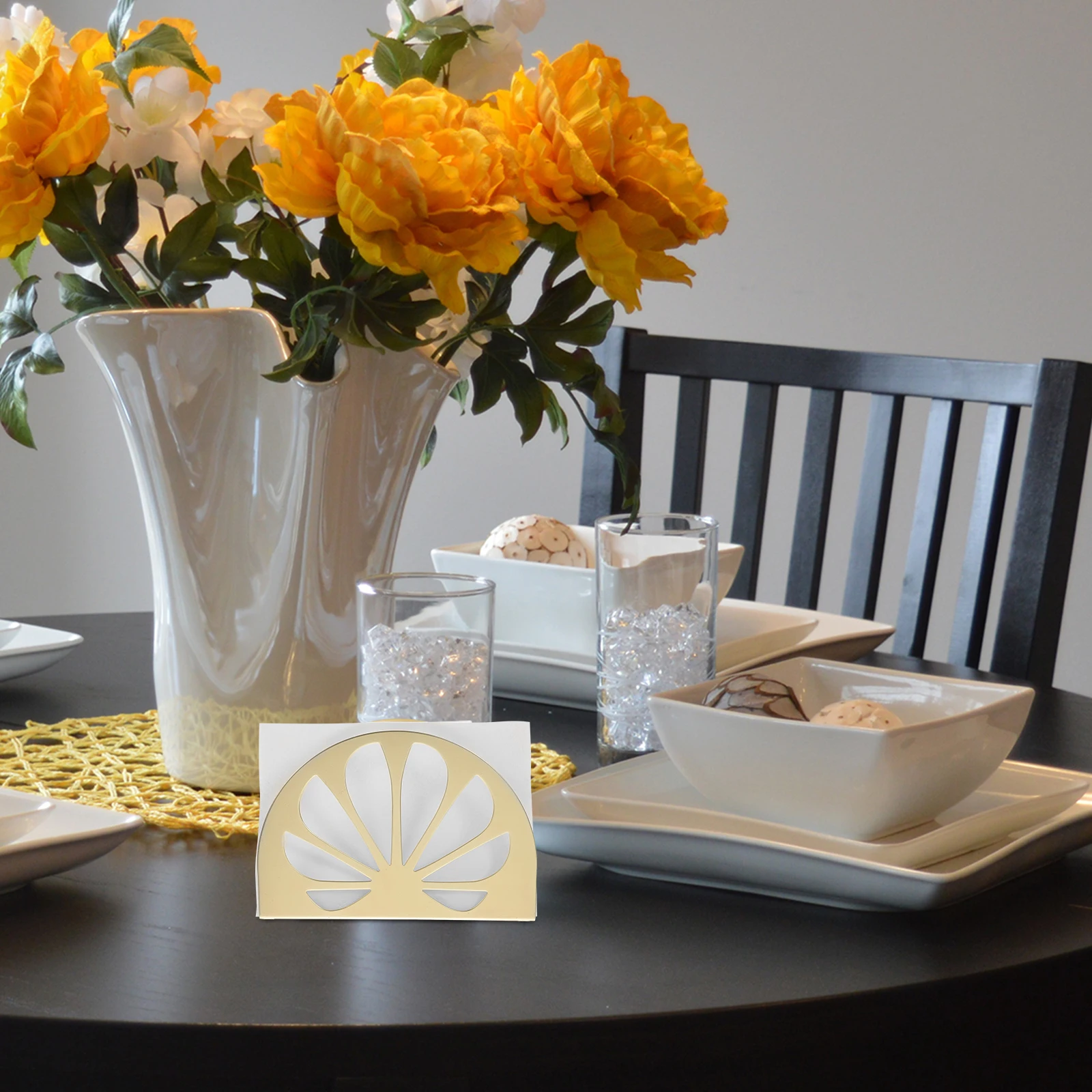 حامل مناديل ذهبية ريترو موزع مناديل الطاولة للمطبخ والمطعم بحافة ناعمة منظم حامل الورق العمودي #4