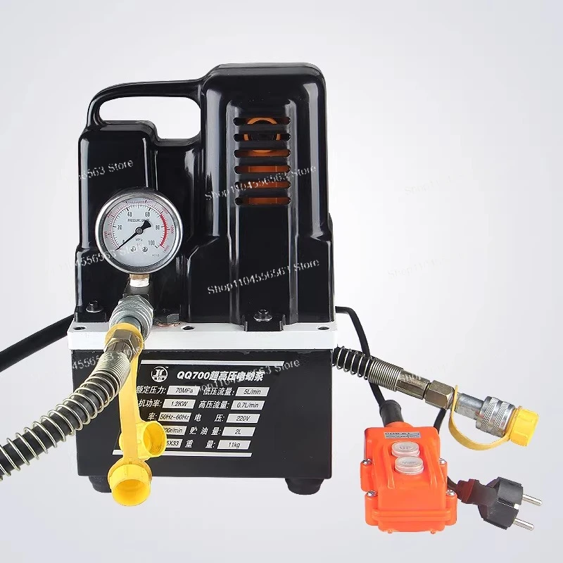 QQ-700 Mini Electric Hydraulic Pump 70MPa 1.2KW Solenoid Valve Foot Switch for Hydraulic Press Oil Pump