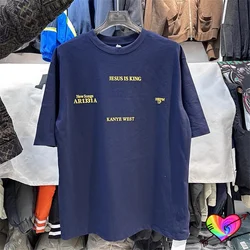 2024 Navy Blue Kanye West New Songs Tee Men Women Hip Hop Jesus Is King T-shirt Loose Fit Tops Short Sleeve