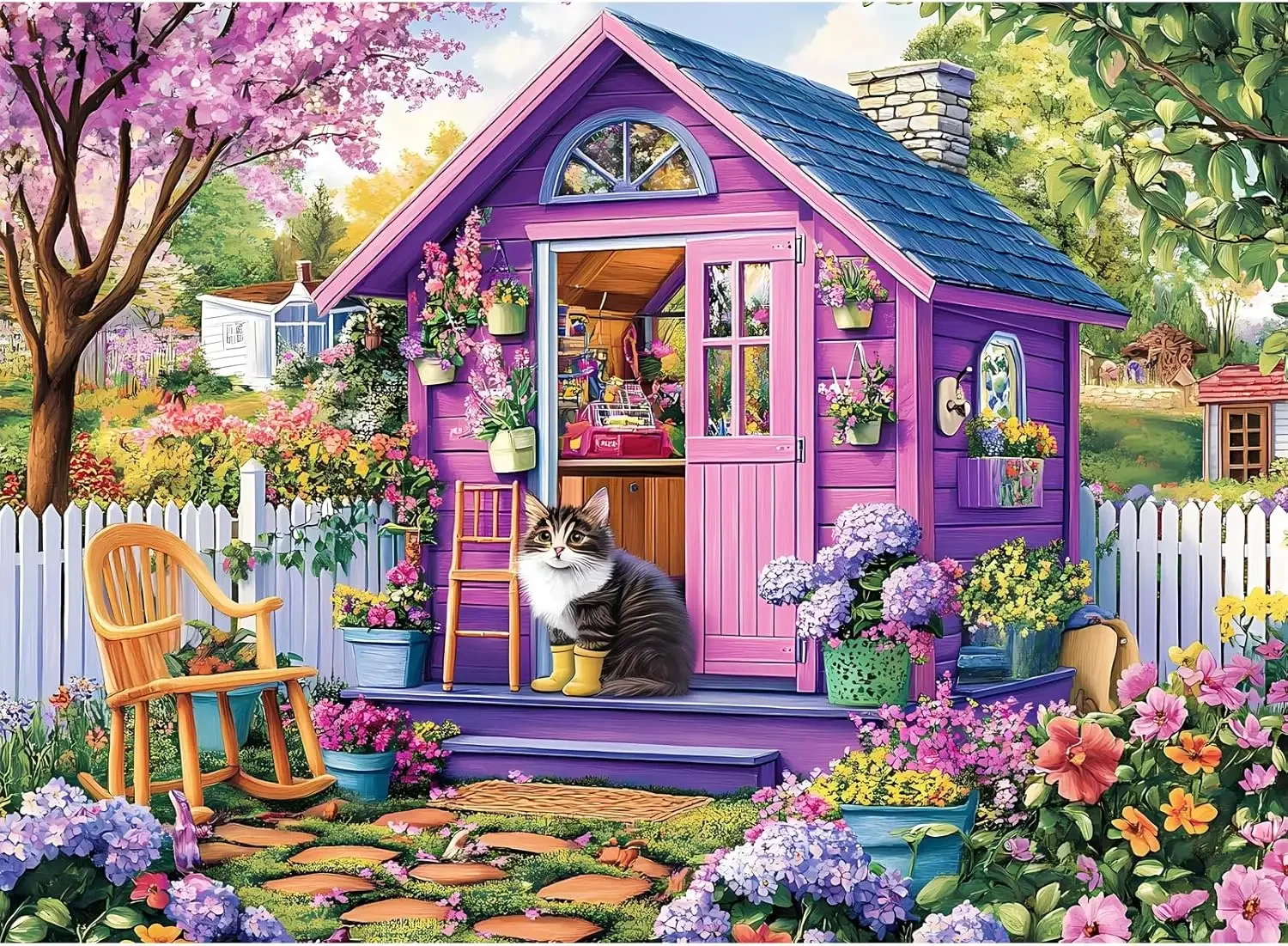 

1000/500/300 Pcs Garden Wooden Puzzle Jigsaw Puzzles for Challenging Family Activity Games Party Perfect Birthday Hoilday Gift