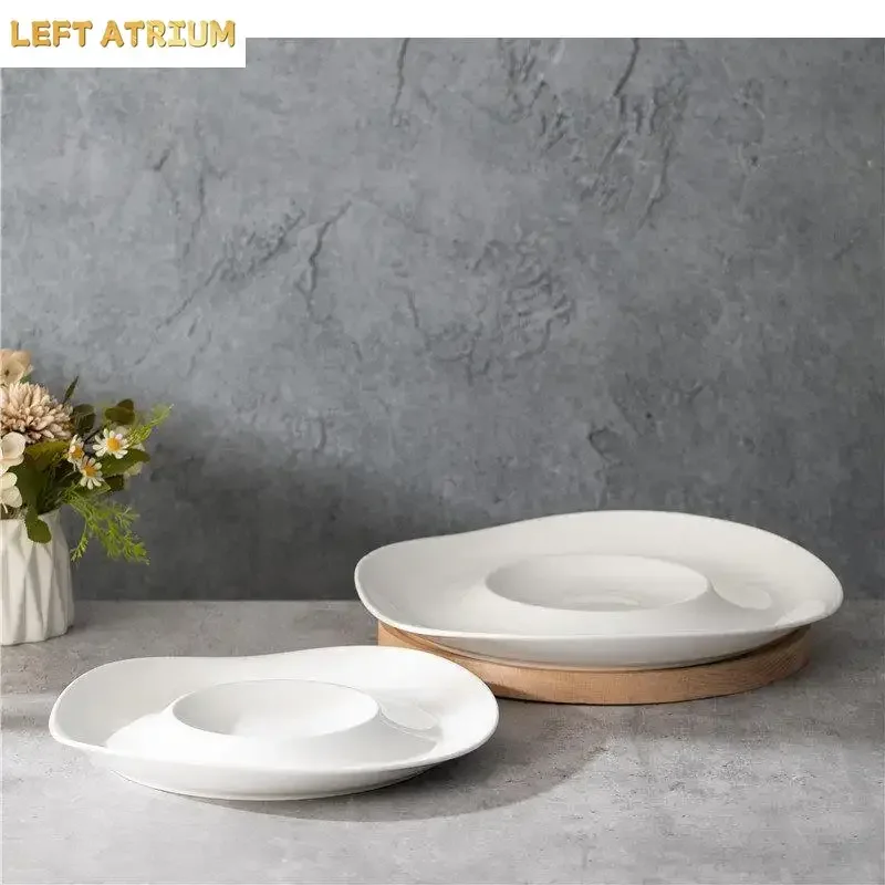 Ceramic Dinner Plate Restaurant Irregular Service Thick Soup Snack Plates Dessert Sushi Home Tableware