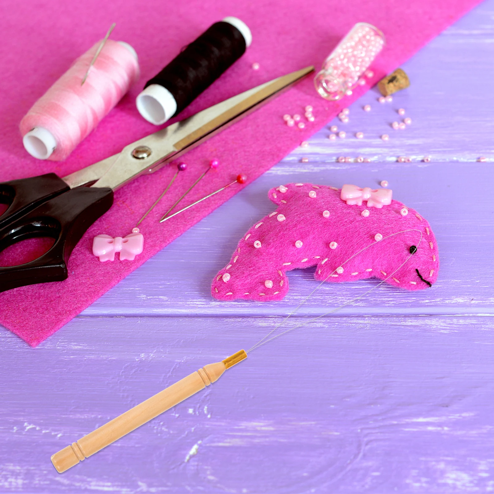 

3pcs Wooden Handle Threader Needle Tools Bendable Sewing Threaders Bead Crafts Diy Bracelet Necklace Making Tools Embroidery