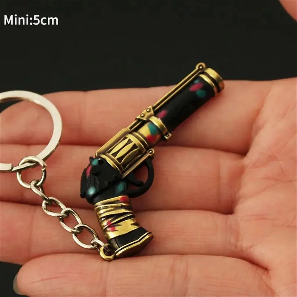 Arcane Jinx Gun Metal Keychain League of Legends Character Keyring for Backpack Car Accessory Decorations Gifts for Toys