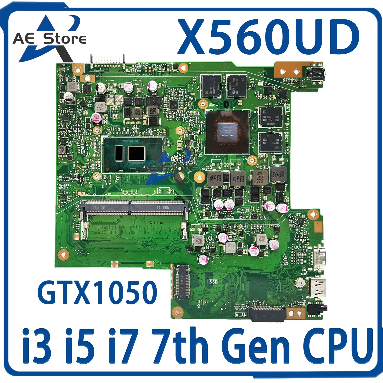 X560UD Mainboard  X560U F560UD A560UD K560UD Laptop Motherboard I3 I5 I7 7th Gen GTX1050/V2G Notebook Maintherboard