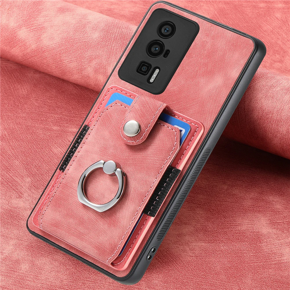 Case Cover With Ring Bracket And Multiple Credit Card Slot Function For Xiaomi POCO F5 M6 Pro M5 M5S C65 X6 X5 X4 X3 NFC F4 F3