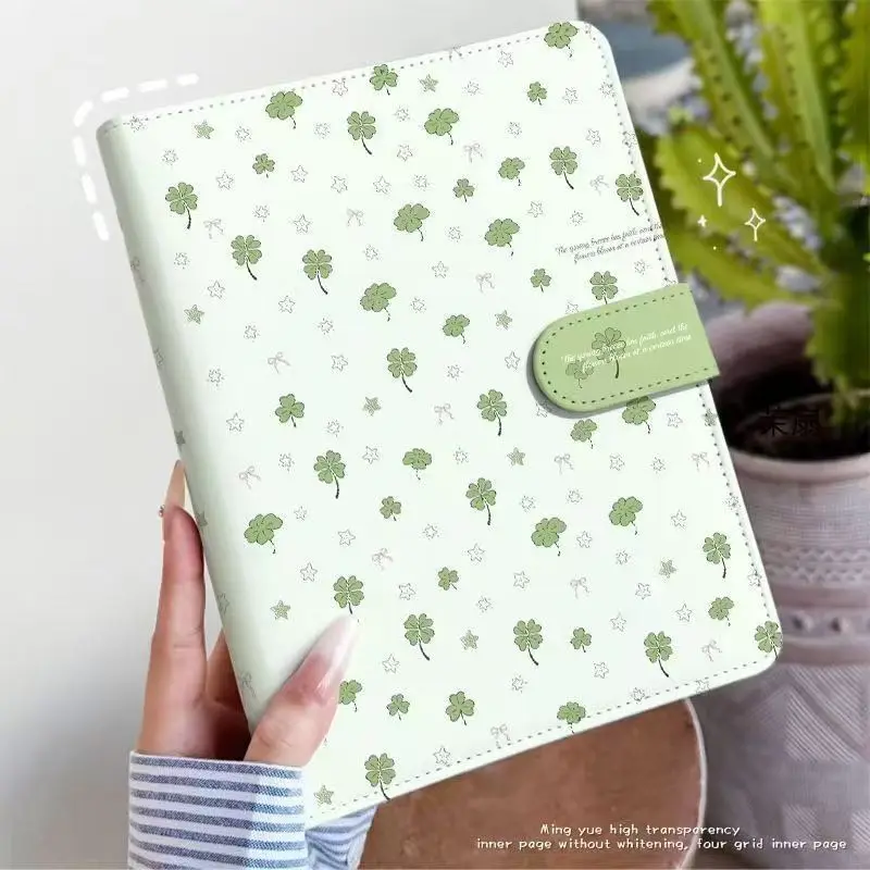Girly Heart Four-Leaf Clover PU Leather A5  Photo Album 3inch High-Value Small Card Storage Card Album Office Stationery