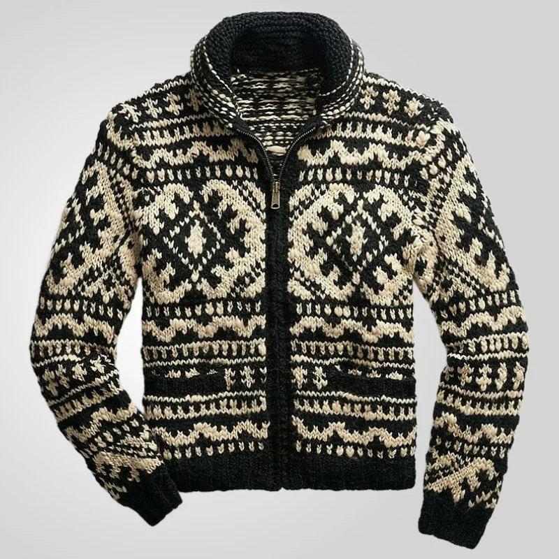 

Mens Clothing Autumn and Winter Jacquard Knitted Lapel Jacket and Sweater for Men