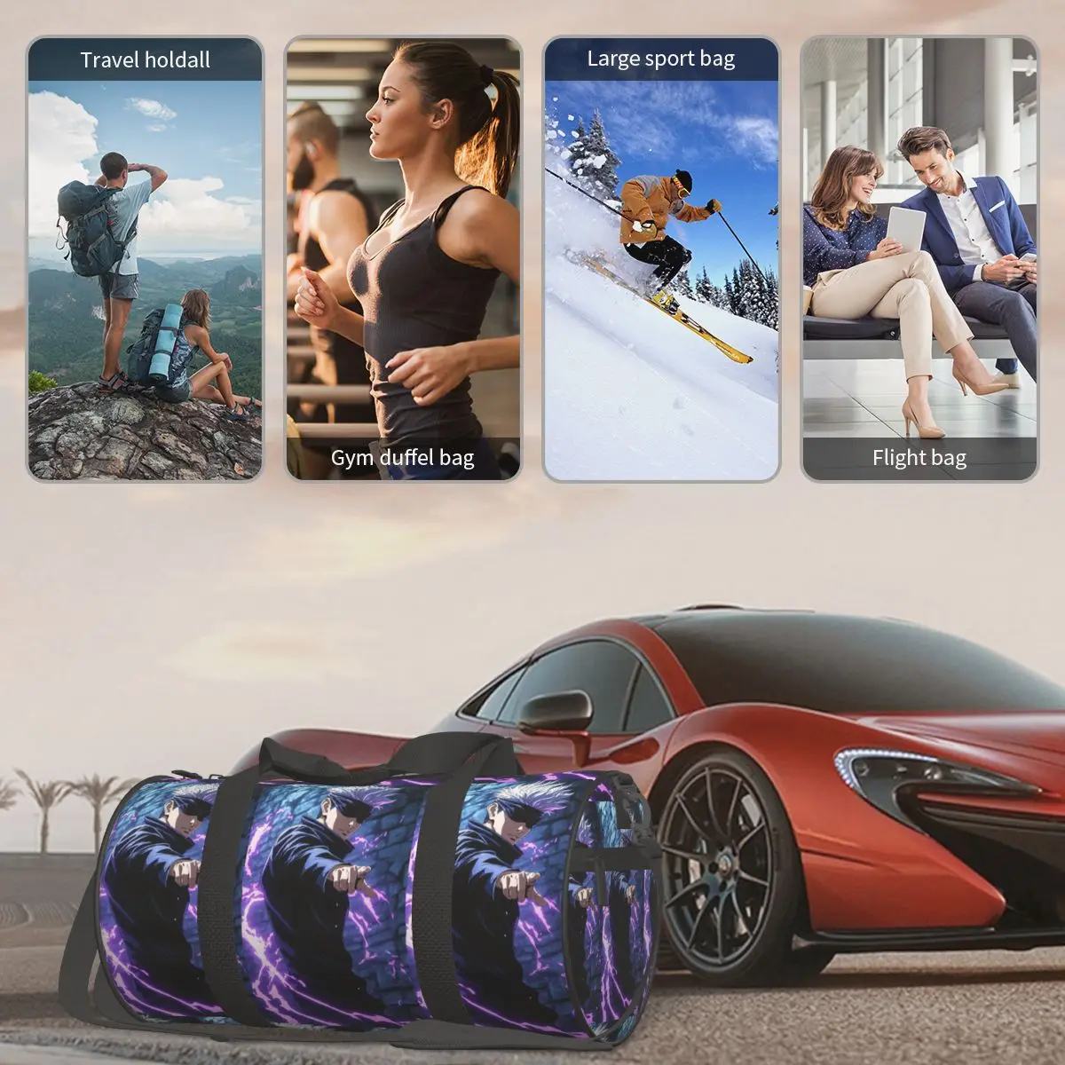 ساتورو جوجو أنيمي Jujutsu Kaisen كبير واق من المطر حقيبة قاعة رياضة مقاوم للماء واق من المطر حقائب السفر حقائب اللياقة البدنية #6