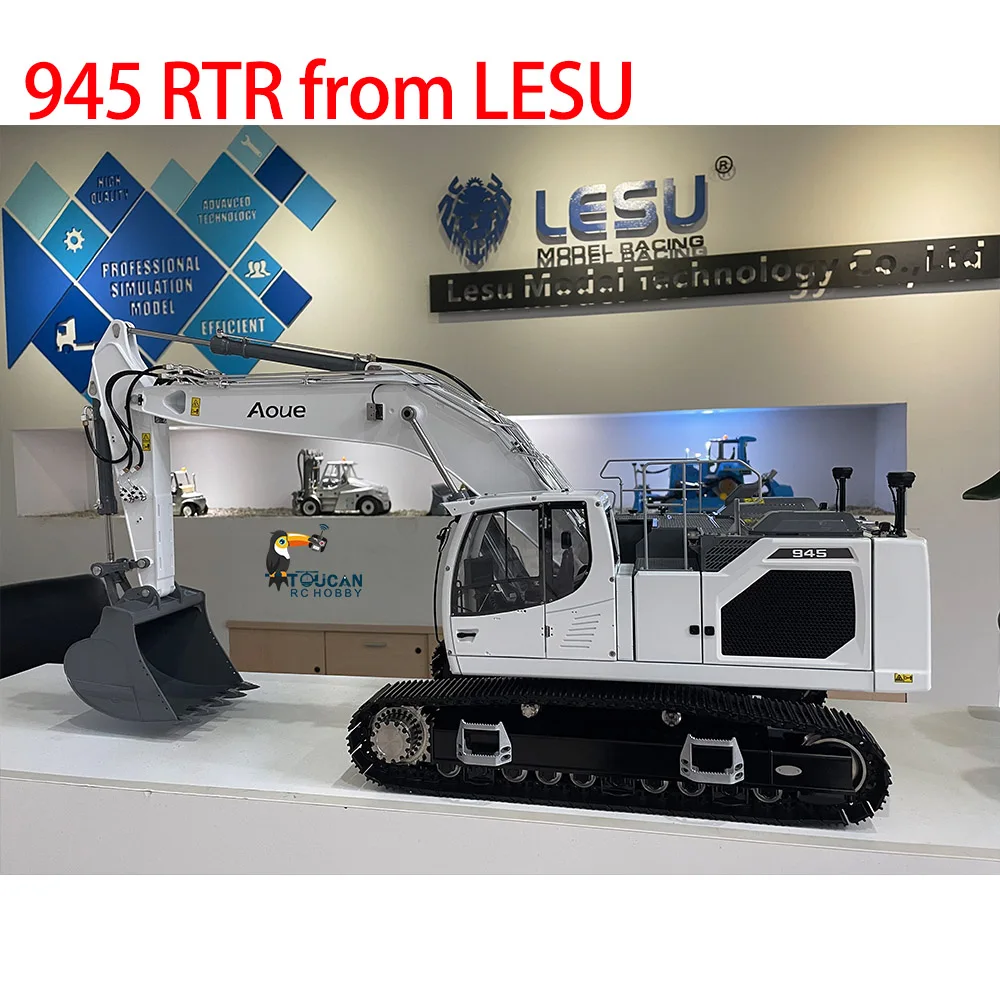 In Stock RTR LESU 1/14 Metal Hydraulic RC Digger Aoue-LR945 Remote Control Excavator Model W/O Bucket White Assembled Toy Toucan