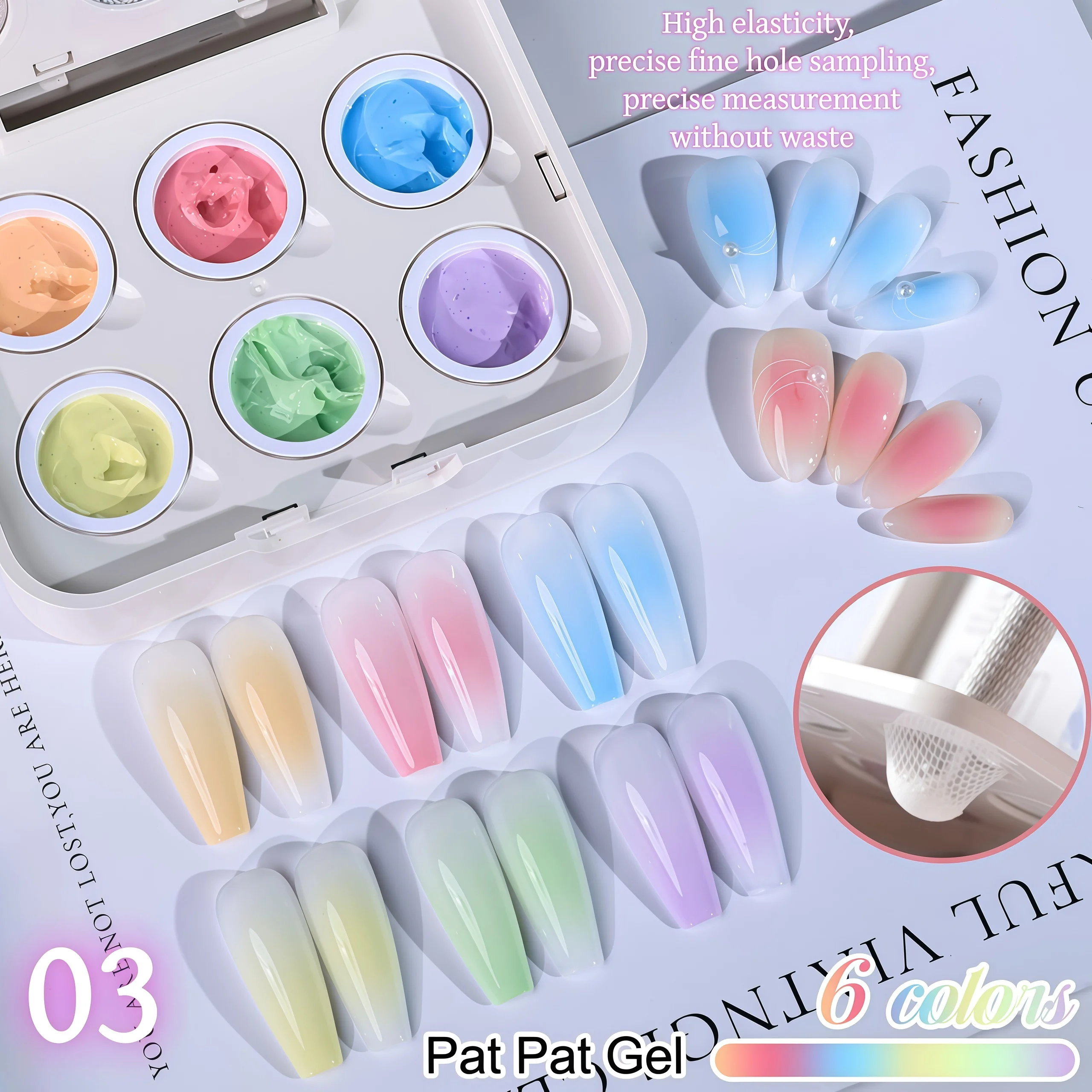 6 Colors Air Cushion Patting Gel Gradient Gel Polish Set, Naked Skin Khaki, Gradient Blush Macaron Colorful Candy Solid Nail Gel gallery 5