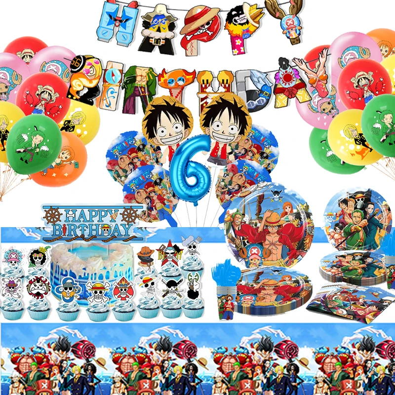 One Piece Birthday Party Decoration Supplies Kit Inside Out  Paper Plates Cups Napkins Balloon Set