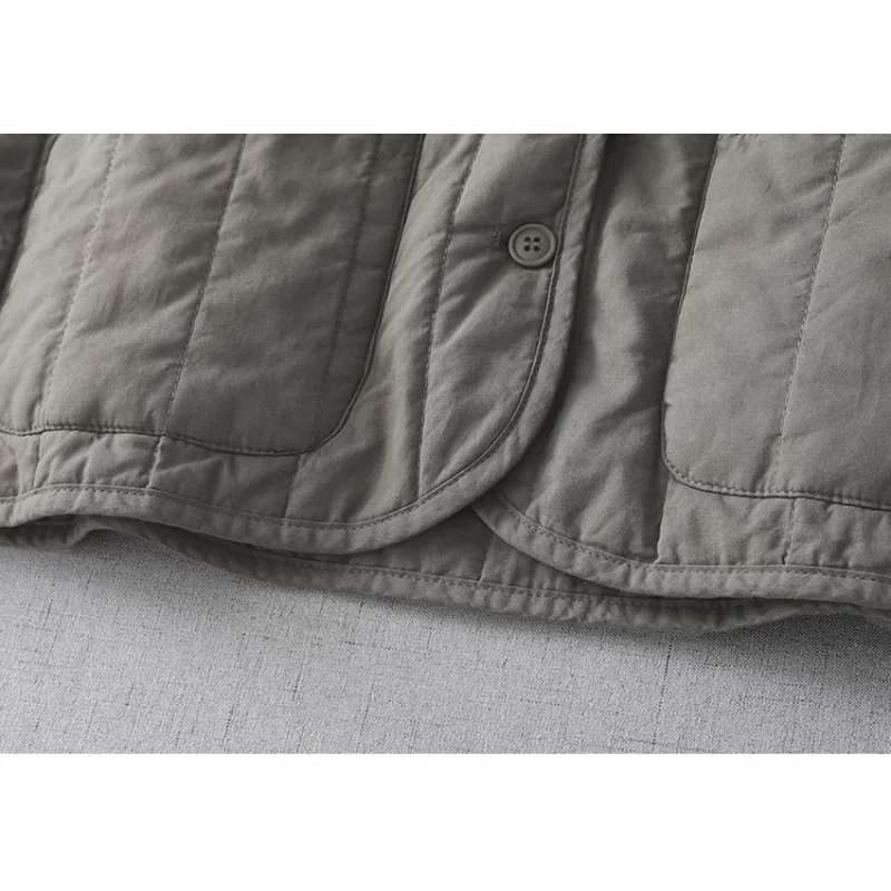 Gestreiftes, gestepptes Damen-Winter-Rundhals-Knopftaschen-Top, modisch, einfarbig, vielseitig, lässig, ärmellos