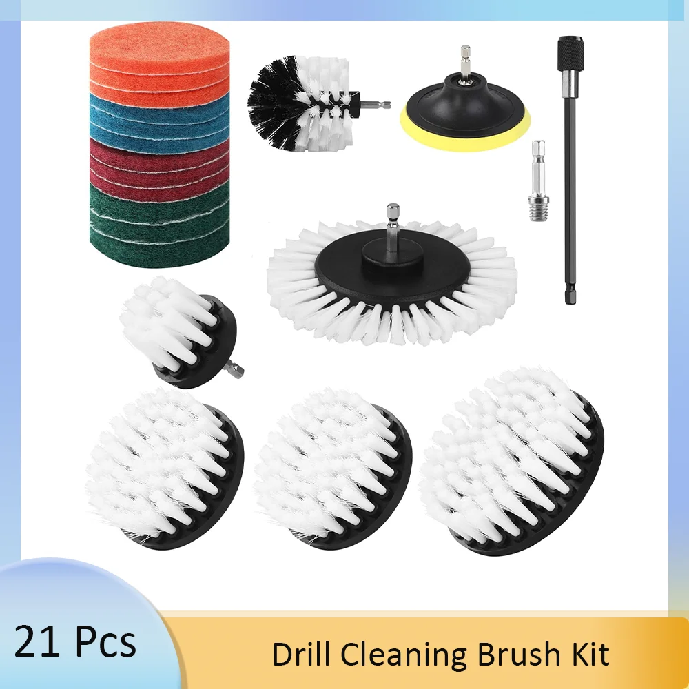 

Attachment 21-Piece Drill Cleaning Brush Kit Brush Cordless Screwdriver for Cleaning Available Shower Rooms Floor Tiles Car