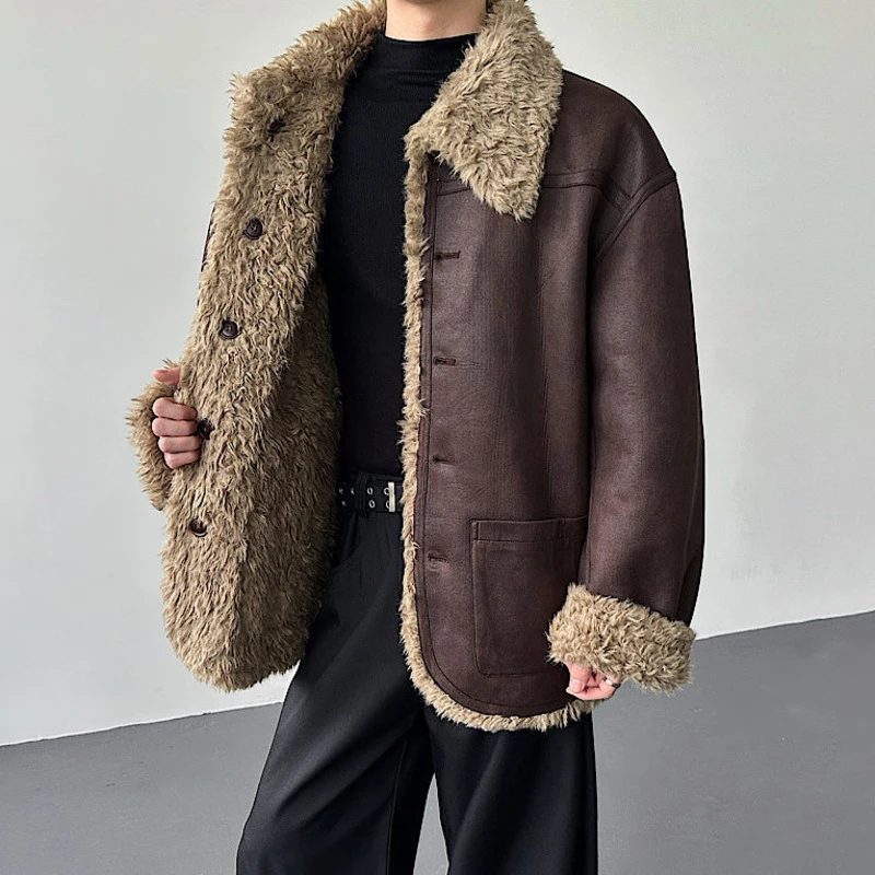 LUZHEN Wear 2026 Winter Design New Fashion Lamb Reversible Wool Parka Jacket Men Trendy Handsome Warm Leather Padded Coat JY9178