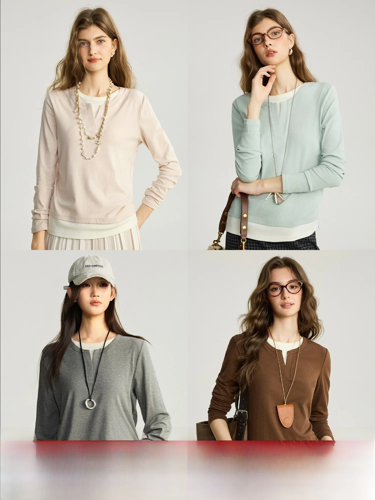 

Футболка Naguagu Henry Scissors, женская повседневная длинная футболка све с базовым слоем, модная свободная посадка, круглая футболка из смеси хлопка Ne