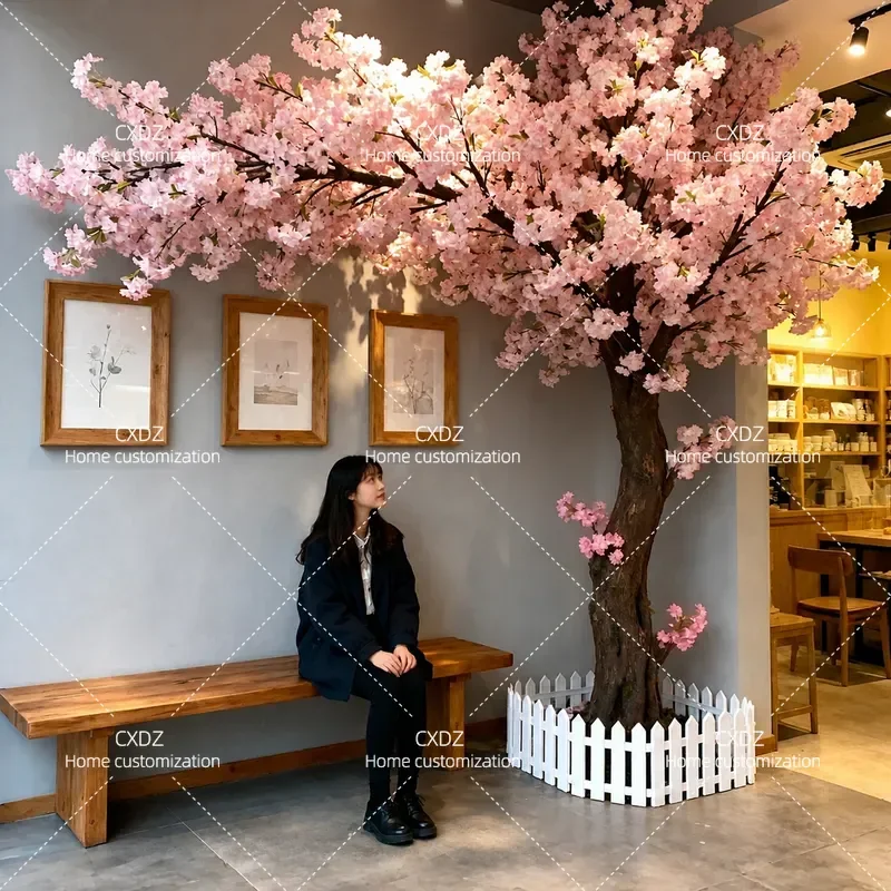 Large Artificial Cherry Blossom Tree Fake Peach Blossom Plant Simulation Flowering Tree for Home Garden Wedding Party