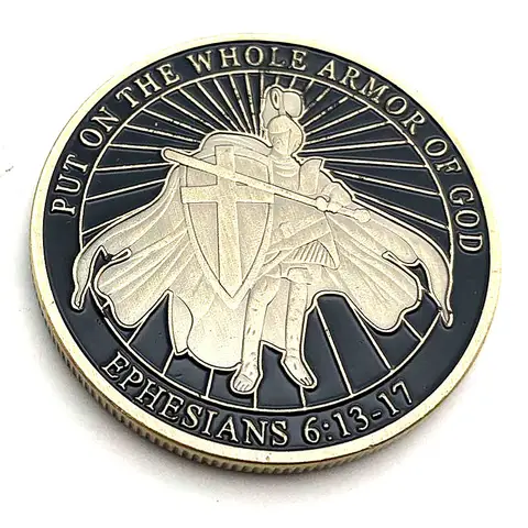 ใส่เหรียญที่ระลึกทั้งเกราะของพระเจ้า Ephesians Knight Templar รูปแบบทองแดงชุบเหรียญที่ระลึก