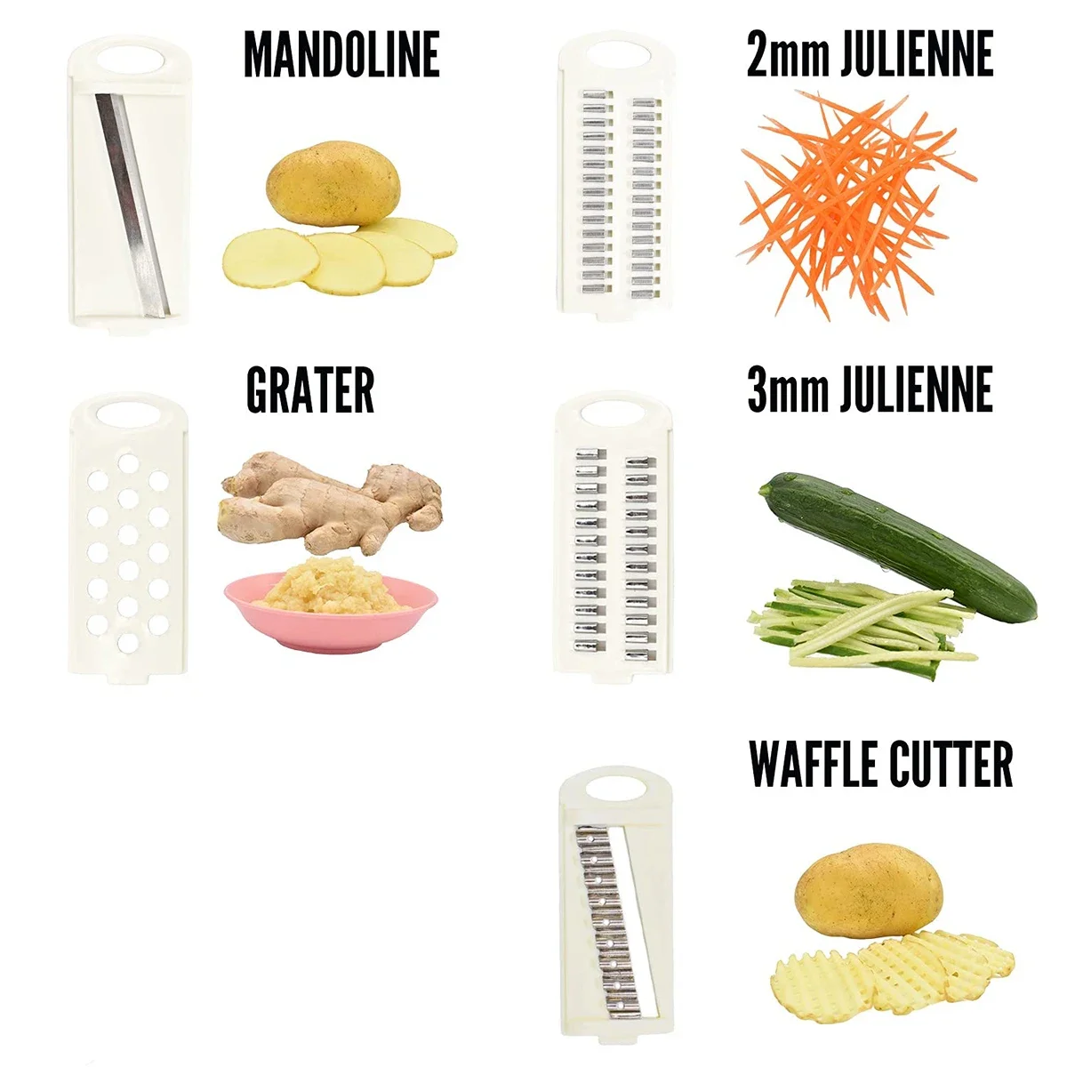 5-in-1-Mandolinschneider für die Küche, Gemüseschneider, Kartoffelchips mit mehreren Klingen, Gemüseschneider, Gemüseschneider, Julienne-Schredder