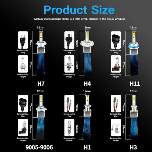 Imagen 2 del producto 2 uds 12V luces de coche Canbus H4 HB2 H7 haz alto/bajo 6000K blanco sin ventilador H1 H8 H11 bombillas de faros Led 9005 HB3 9006 HB4 luz antiniebla