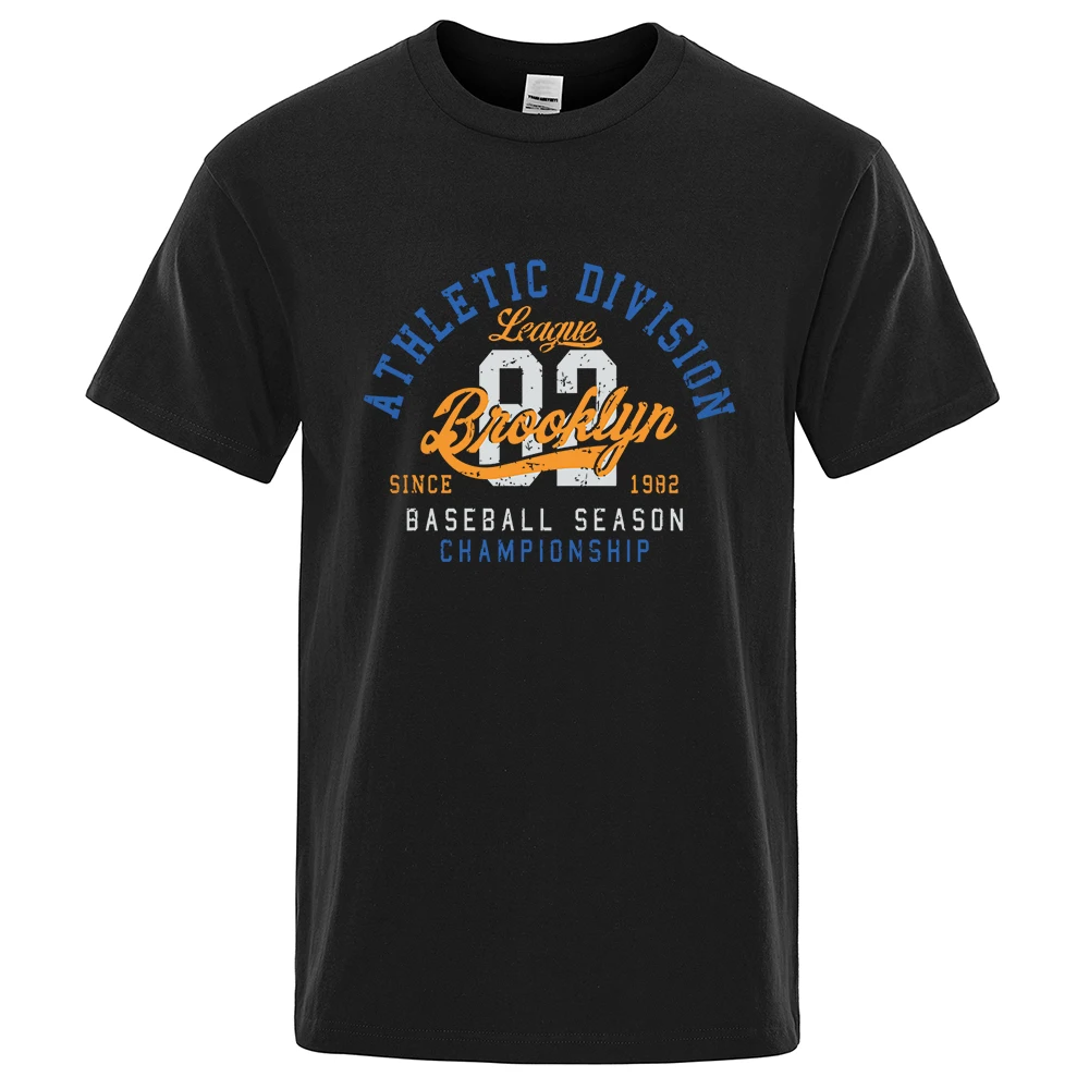 Athletic Division League 82 Brooklyn Baseball Season T-Shirt Men Clothes Summer Loose Tee Cotton Casual Tshirt Oversize T Shirts