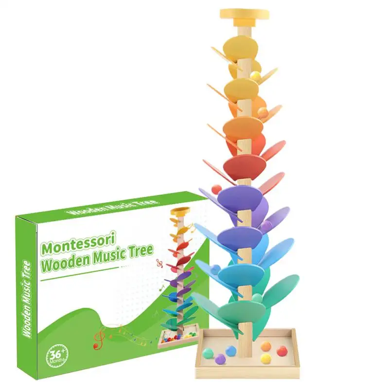 

Ball Drop Toy Marble Building Block Wooden Early Education Color Cognition Toy STEM Music Integration Learning Playtime For 3-7