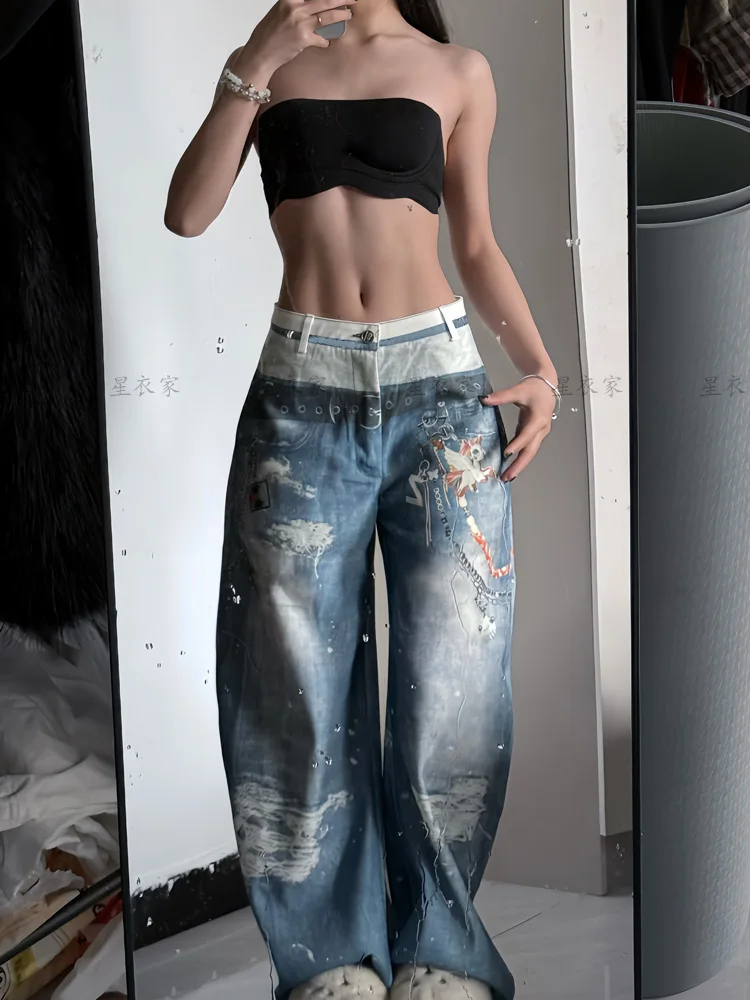

Women Y2k Baggy Jeans Harajuku Streetwear Oversize Denim Trouser Vintage Japanese 2000s Style Wide Leg Jean Long Pants Clothes