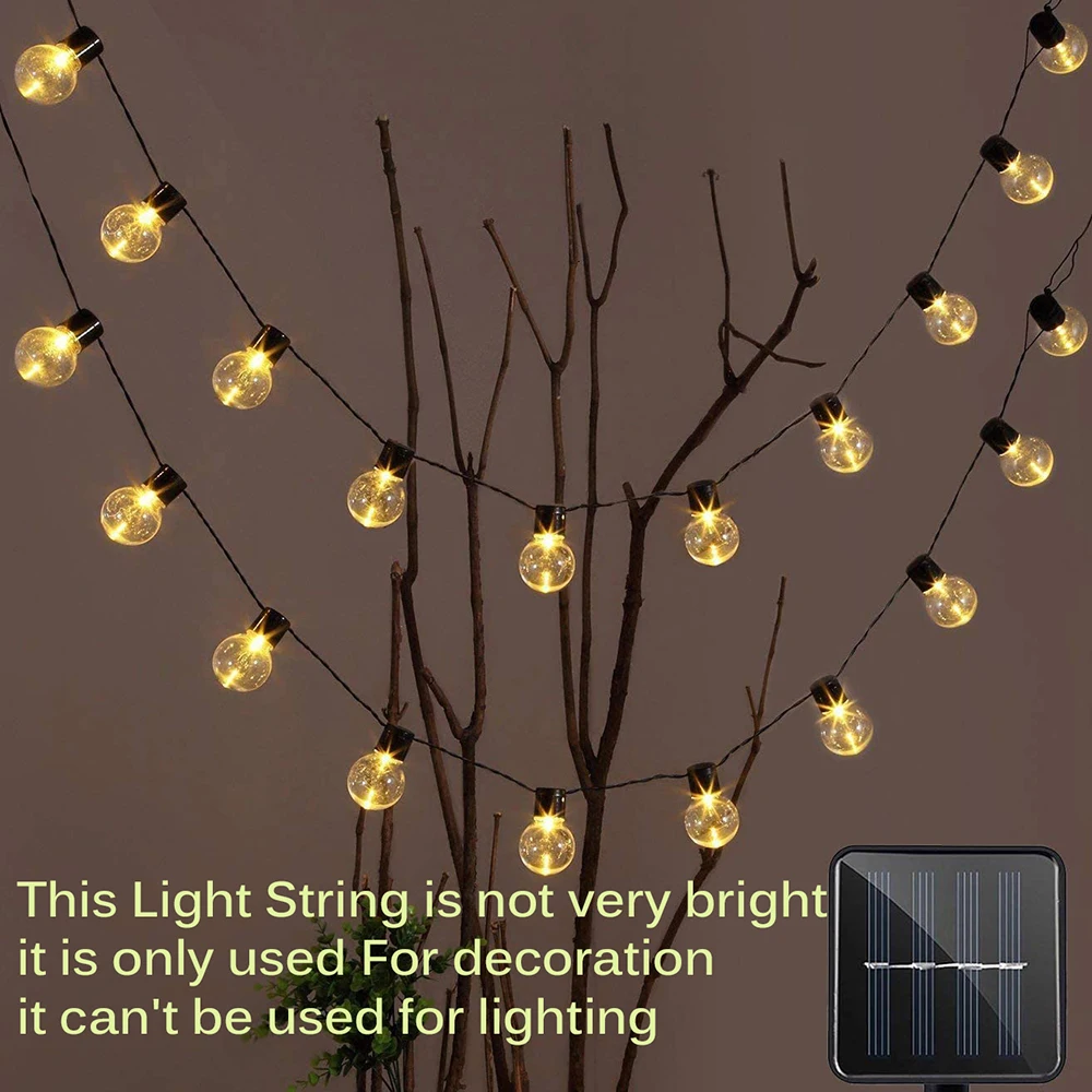 Guirnalda de luces LED para exteriores, guirnalda de luces solares para Calle, decoración de fiesta de jardín de Navidad, lámpara