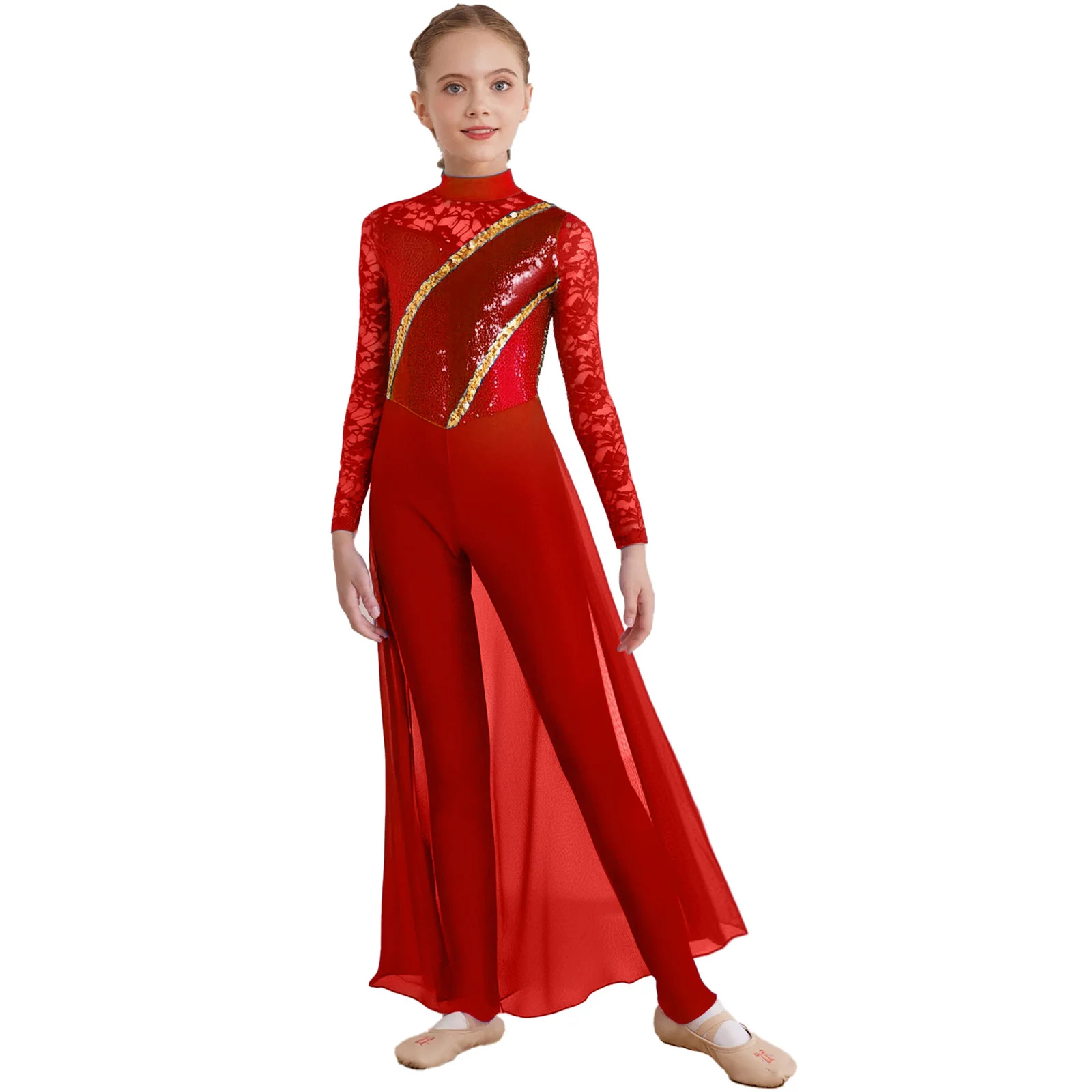 أطفال بنات الجمباز الفني الشكل التزلج بذلة الباليه ملابس رقص شير الأزهار الدانتيل الترتر متجنب Unitard السروال القصير