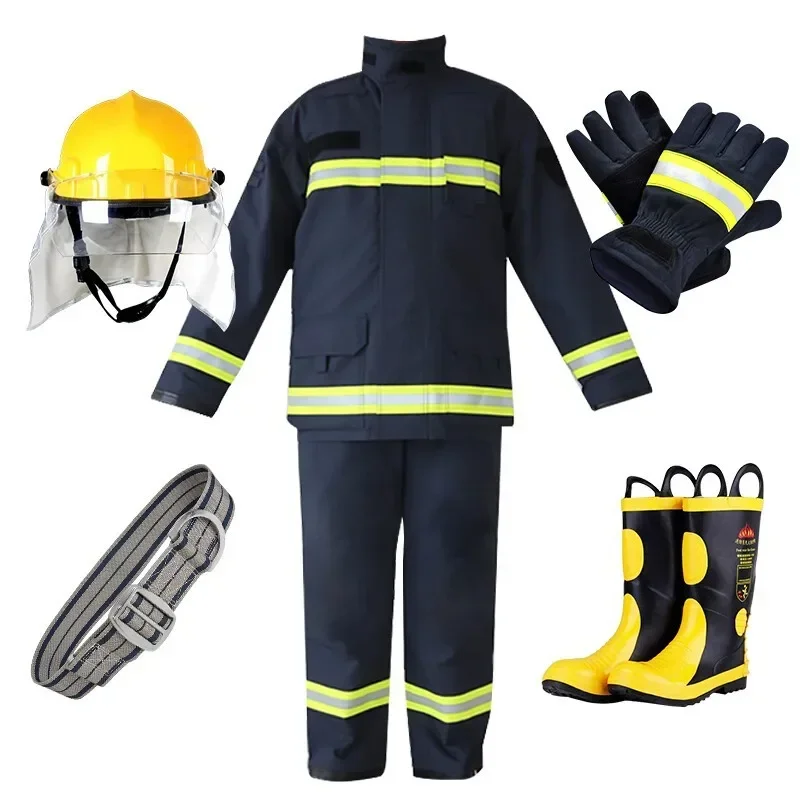 02 Firefighting Clothing Firefighting Protective Clothing Combat  Mini Fire Station Flame-Retardant Clothing 5Pcs Set