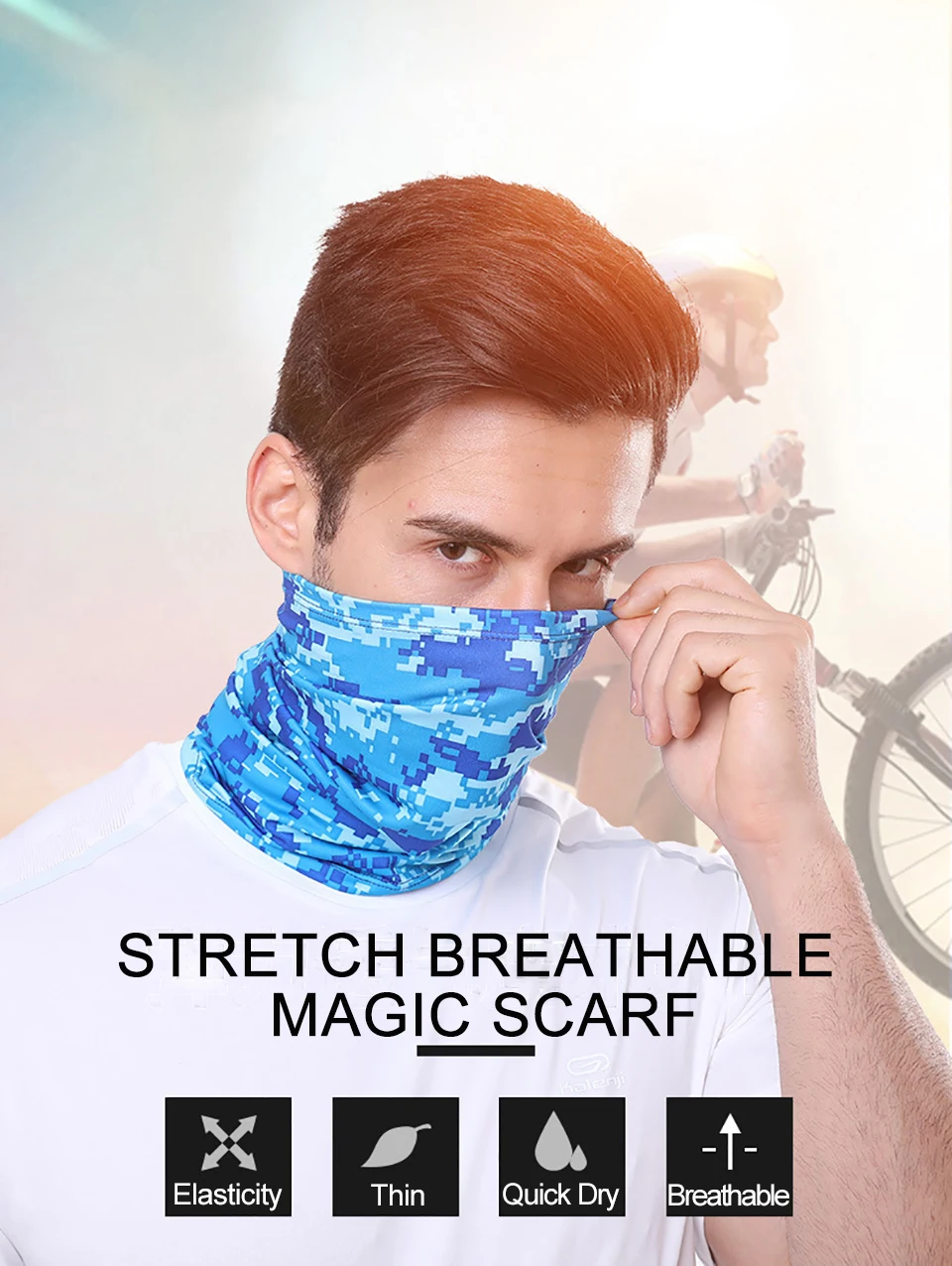 GTUBIKE Eisseiden-Bandana, atmungsaktiver UV-Schutz, Wandern, Gesichtsmaske, Outdoor-Sport, Sonnenschutz, Angeln, Gesichtsbedeckung, Schal – Detail 2
