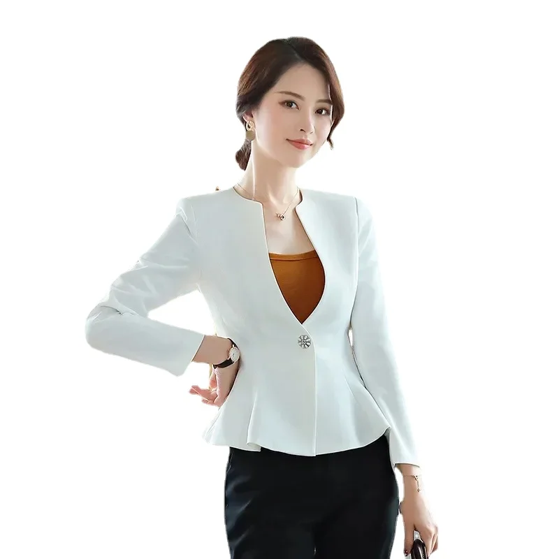 2024 Summer Women White Long Sleeve Blazers Fashion Casual Slim Ladies Blazers