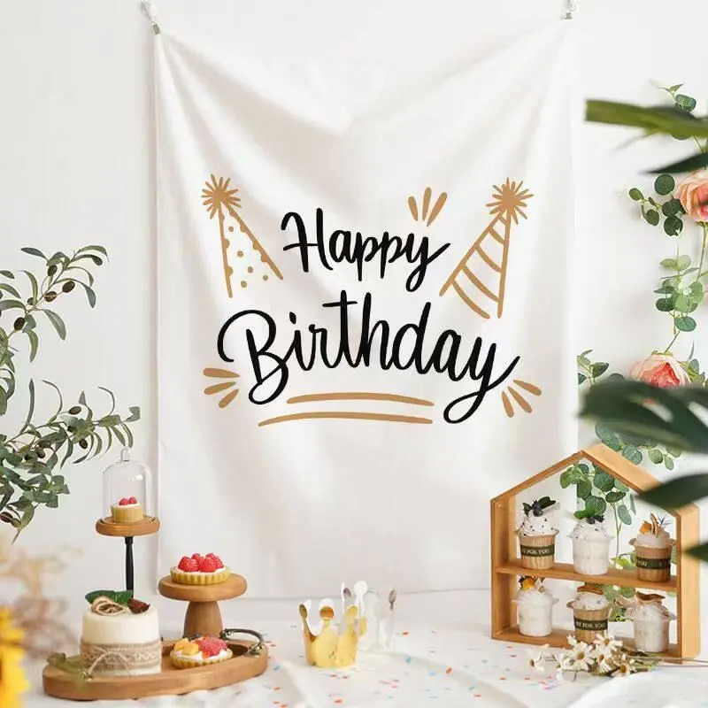 VIKAMA Birthday Party Backdrop Wall Hanging, Cute Balloon Gift Print for Photo Props, Festive Party Wall Decor for Home