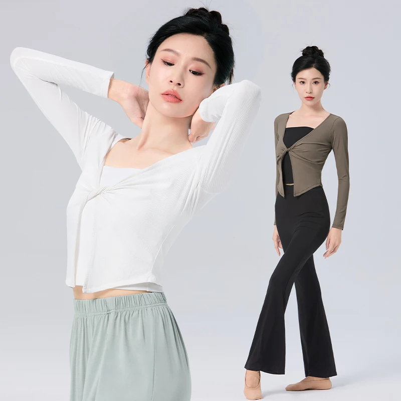 Frauen Tanz Tops Langarm Tanz Weste Bluse Teen Ballett Weste Tanz Mantel Oberbekleidung Wrap Klassische Tanz Kostüme
