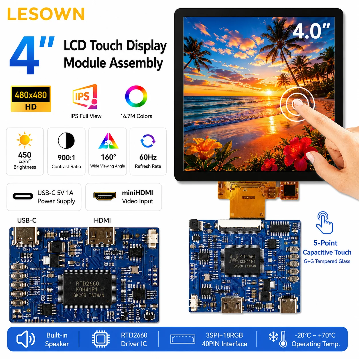 LESOWN Pantalla Táctil 4