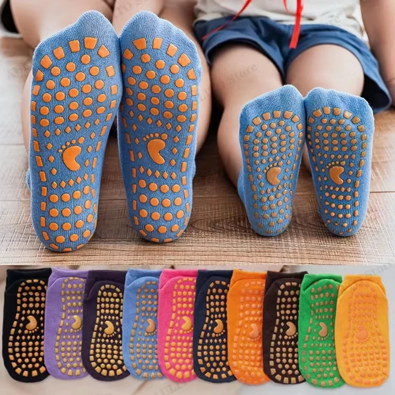 3 Pairs Kids Adults Anti-Slip Floor Socks Parent-Child Trampoline Cotton Breathable Socks Elasticity Sports  Outside Children