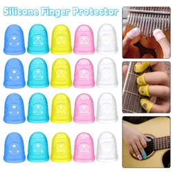 Protectores de silicona para dedos de guitarra, cubiertas de protección antideslizantes para instrumentos de cuerda, costura bordada, 4 piezas