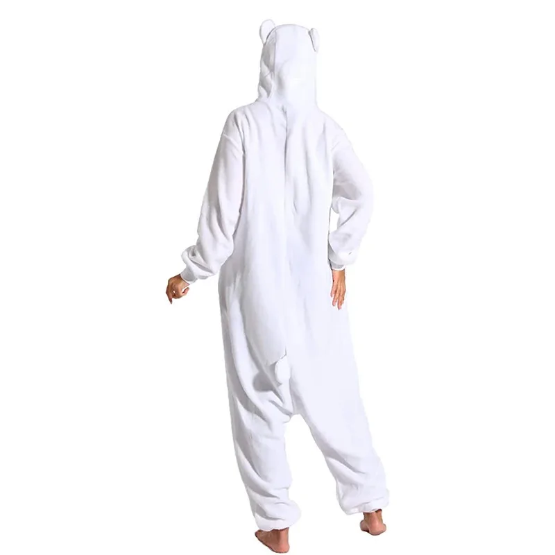 جديد 2025 الدب القطبي Kigurumi بيجامات كرتونية نيسيس للبالغين بيجامات نسائية على شكل حيوان أبيض زي رجالي بيجامة هالو ❤ ❤ د
