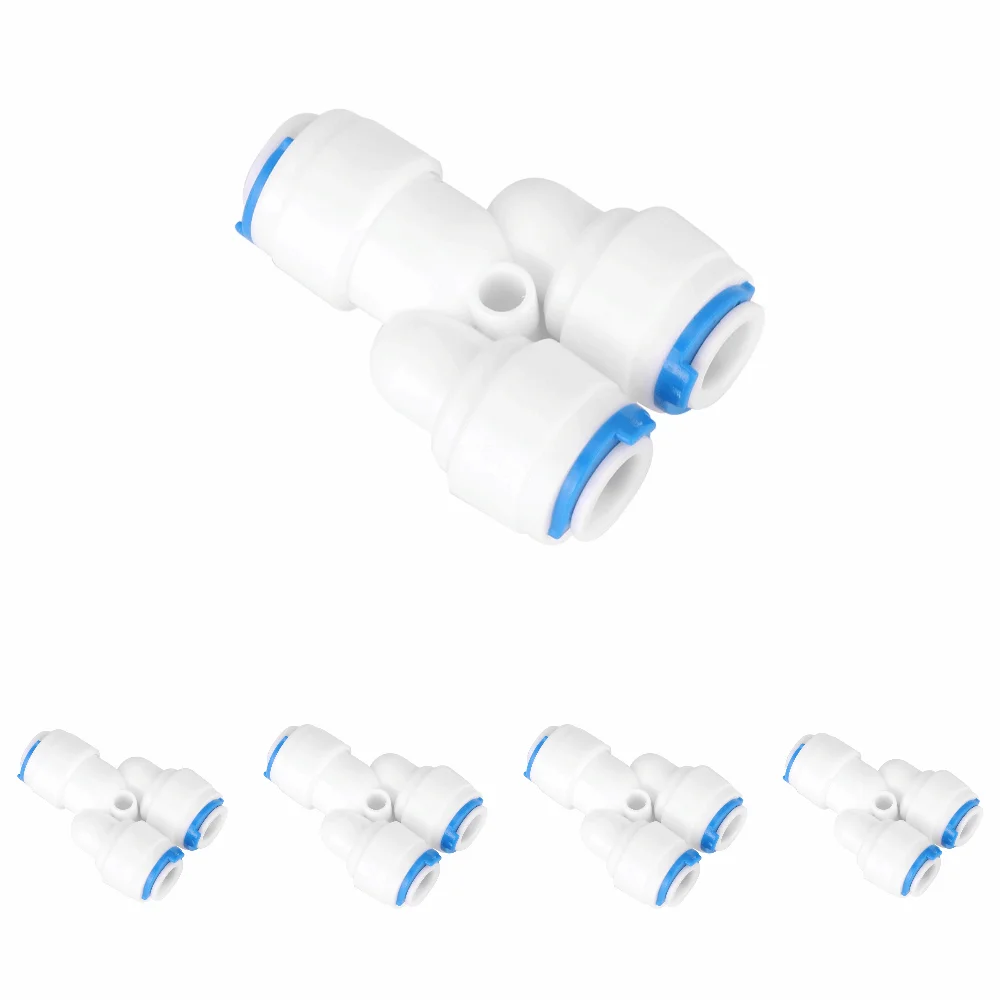 5PCS Durable POM PE Pipe Connector White Y Tee Shape PE Pipe Joint G1/4 Thread Push-Fit Y Tee Connector RO System