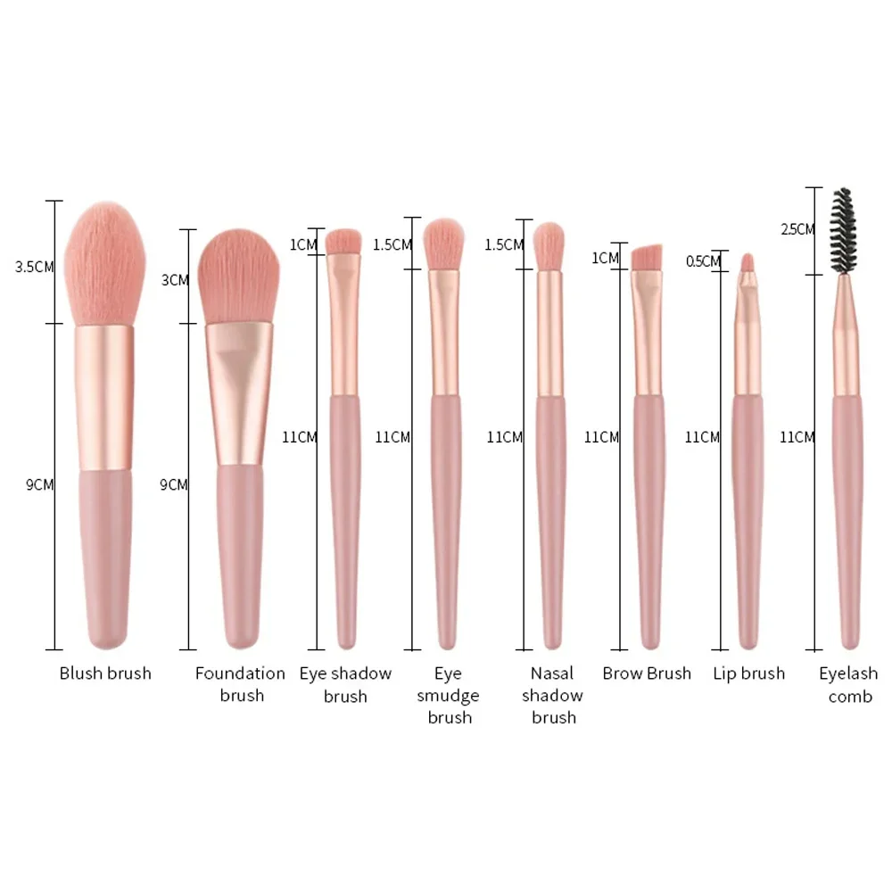 휴대용 메이크업 브러쉬 세트, 여성용 화장품 아이섀도우 블러쉬 파우더 섀도우 파운데이션 블러쉬 블렌딩 컨실러, 메이크업 도구, 8 개