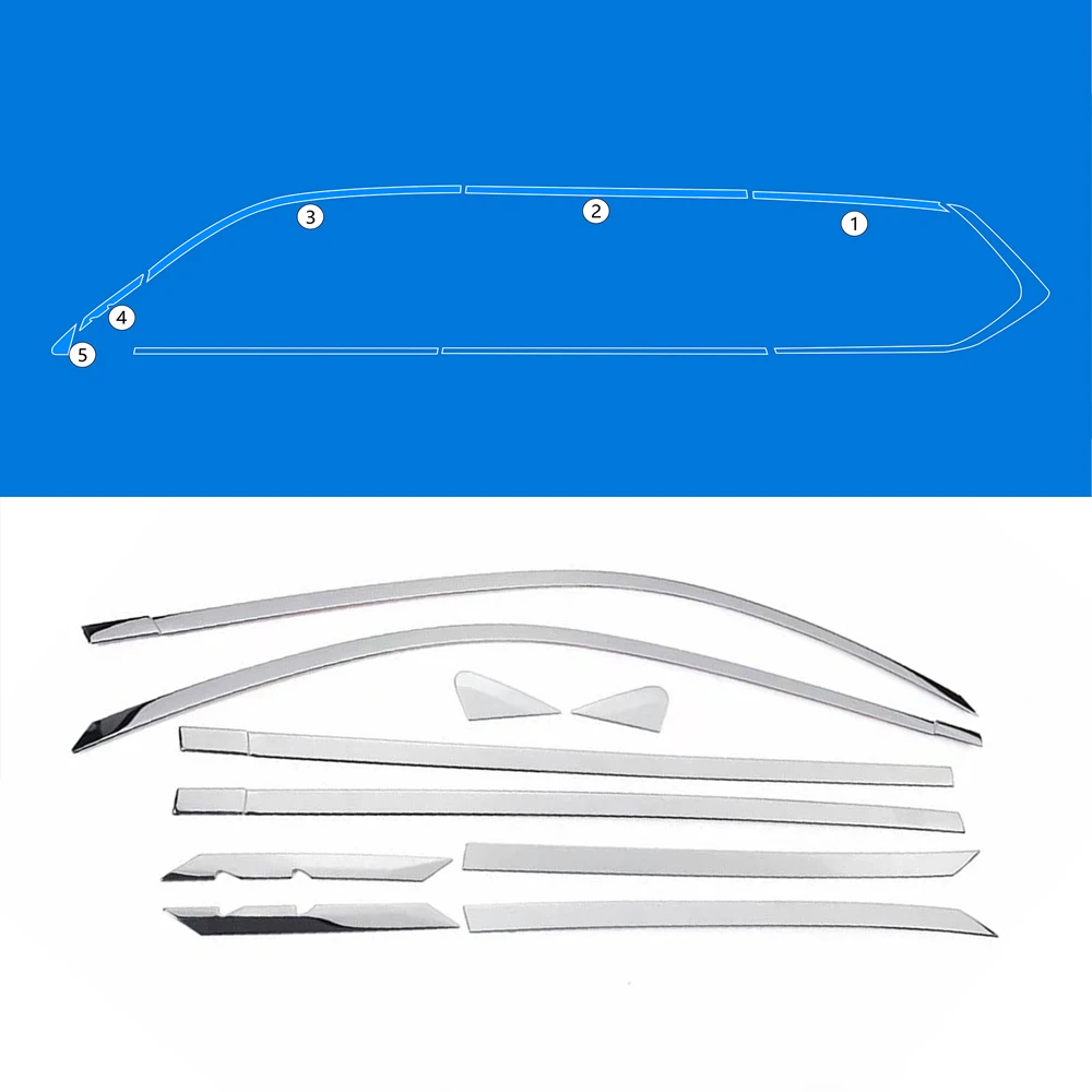 

10PCS Silver Exterior Upper Window Strip Seal Molding Trim Frame Side Weatherstrips Cover Decorative For Lexus LX570 2015-2021
