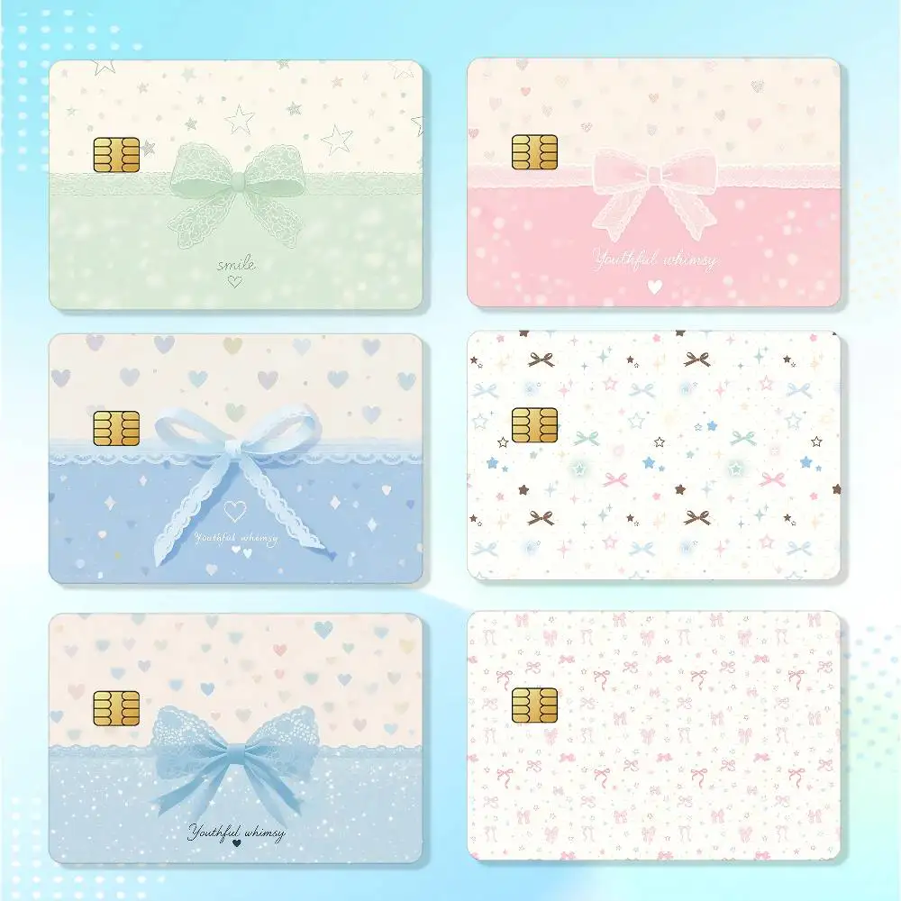 Pink Bow Series Waterproof Card Stickers For Credit Cards Debit Cards And Transit Cards 4pcs