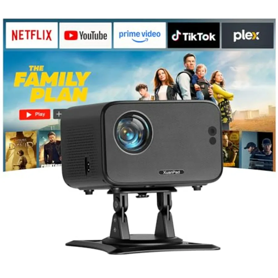 

Портативный проектор Full HD 1080P с Wi-Fi и Bluetooth, автоматической коррекцией трапецеидальных искажений и поворотной на 210° подставкой для дома