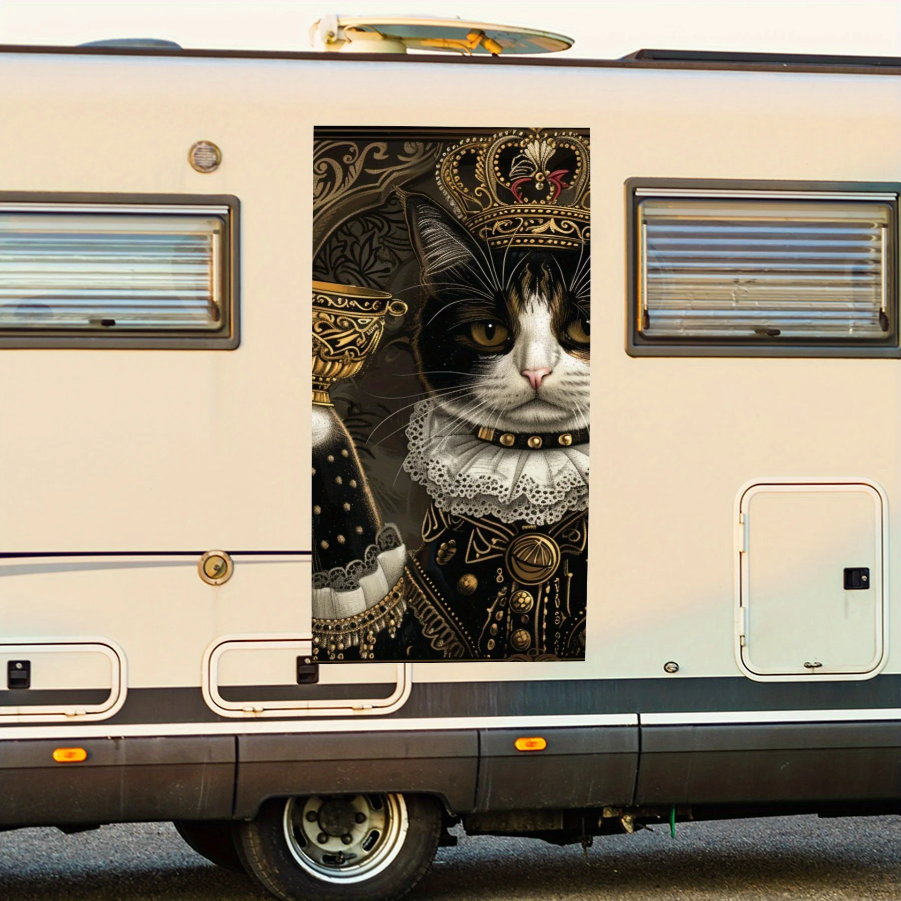 

Кошачья королева с кубом, наклейка на дверь автомобиля, ПВХ, самоводонепроницаемая палочка, яркие автомобильные внешние аксессуары, декор, защита подарка