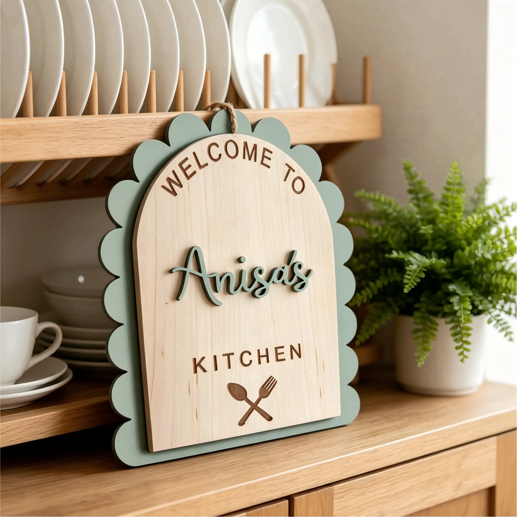 1Pc Custom Welcome to the Kitchen Wooden Name Plaque, Home Room Office Wall Door Decor, DIY Paintable, Birthday Wedding Gift