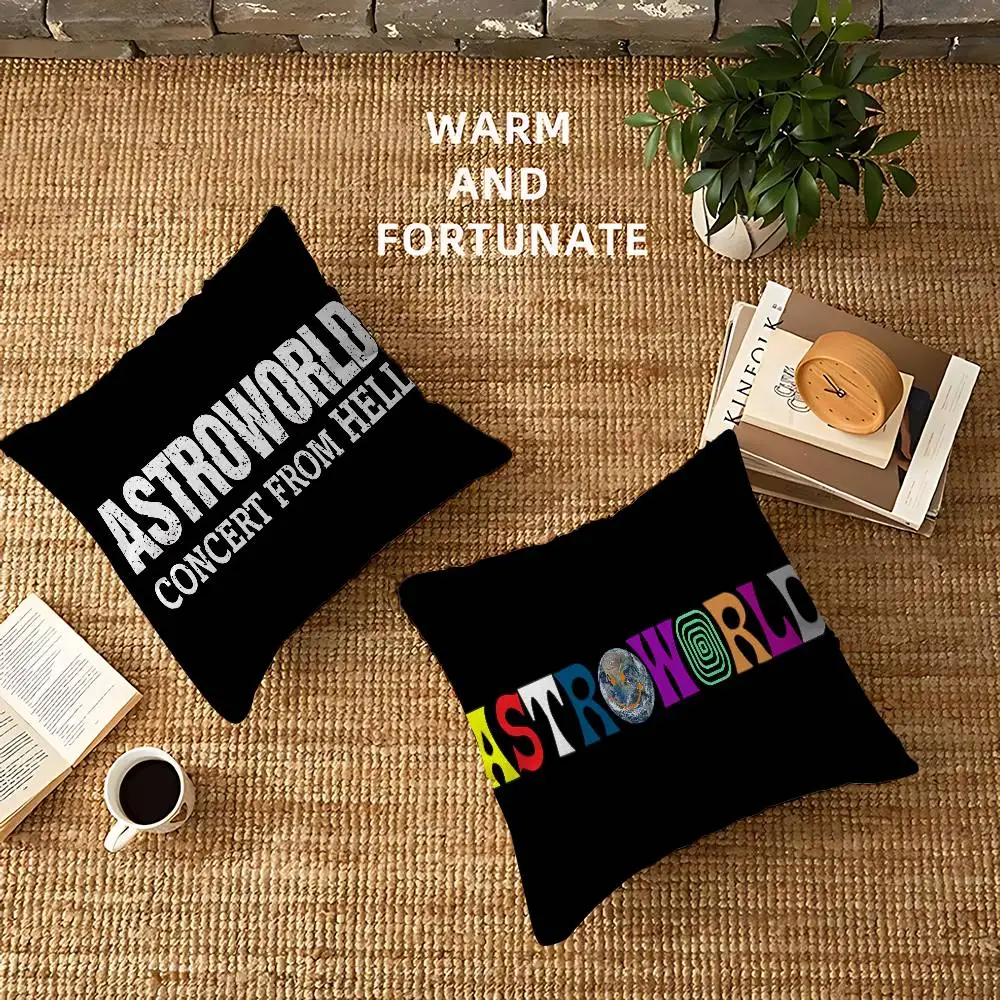 T-Travis S-Scott A-Astroworld Kussenslopen Cartoon Bank Decoratieve Thuis Dubbelzijdig Afdrukken Korte Pluche Leuke Kussenhoes
