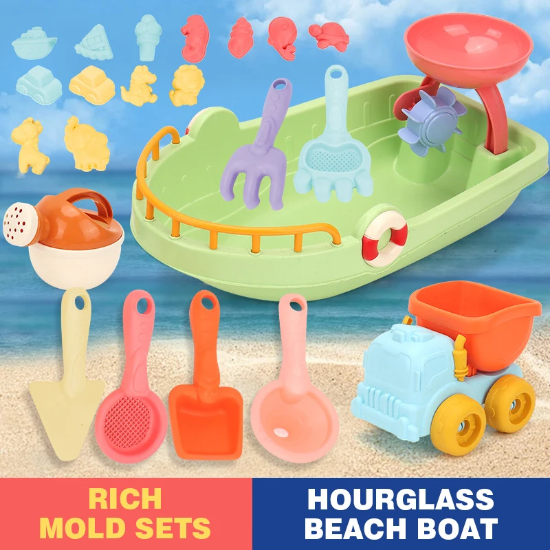 Conjunto de brinquedos de areia de praia, caminhão basculante, carro, brinquedo com moldes de areia, pás para brincar ao ar livre, castelo, molde de animal, brinquedo de caixa de areia para crianças