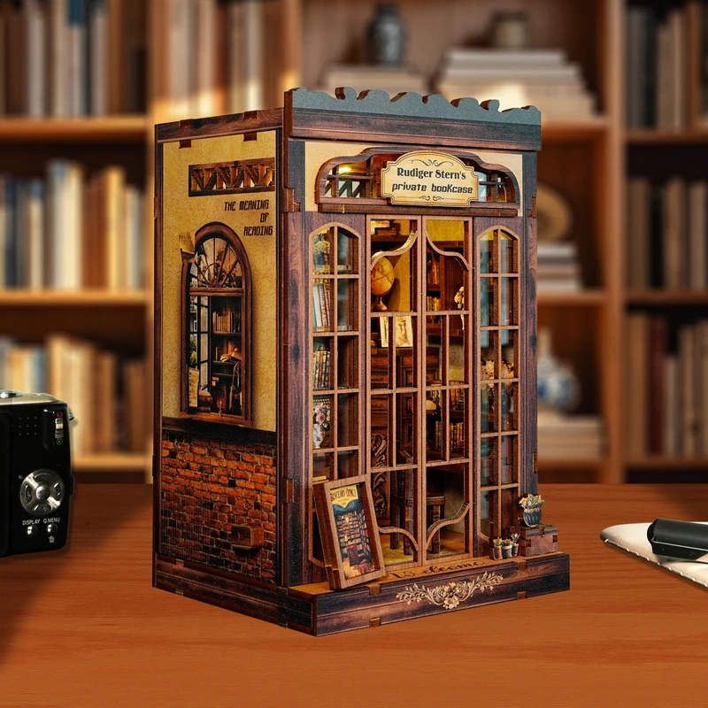 Libreria privata di Rudiger Stern in legno fai-da-te Kit di inserti per scaffali per angoli di libri Kit modello in miniatura Fermalibri per regali di compleanno di amici